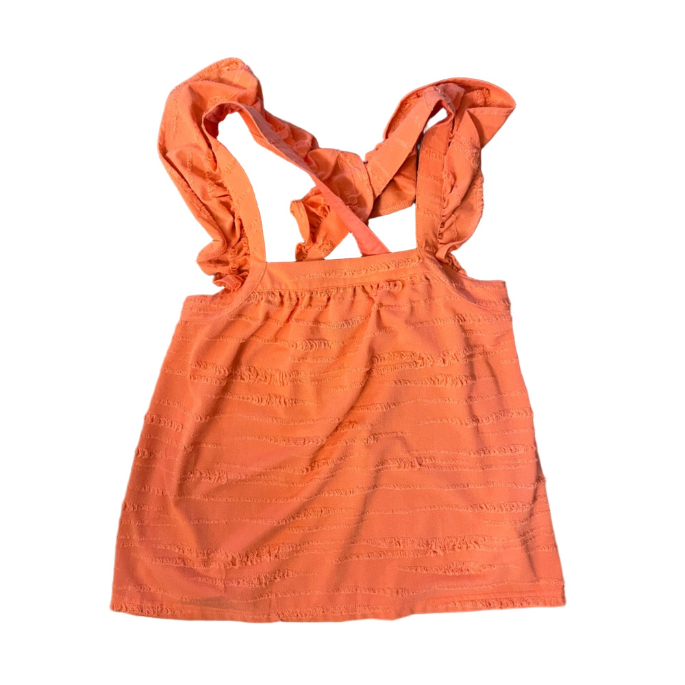 🆕BLACK TAPE RUFFLE STRAP TOP CORAL ROSE SIZE XS NWT